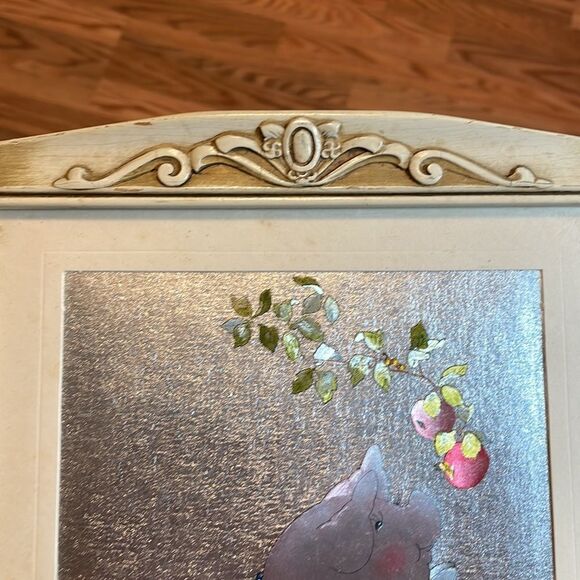 Vintage Framed Foil Pig in Tutu Print, at les, pears, ballet 9 x 11.5 - Picture 6 of 7